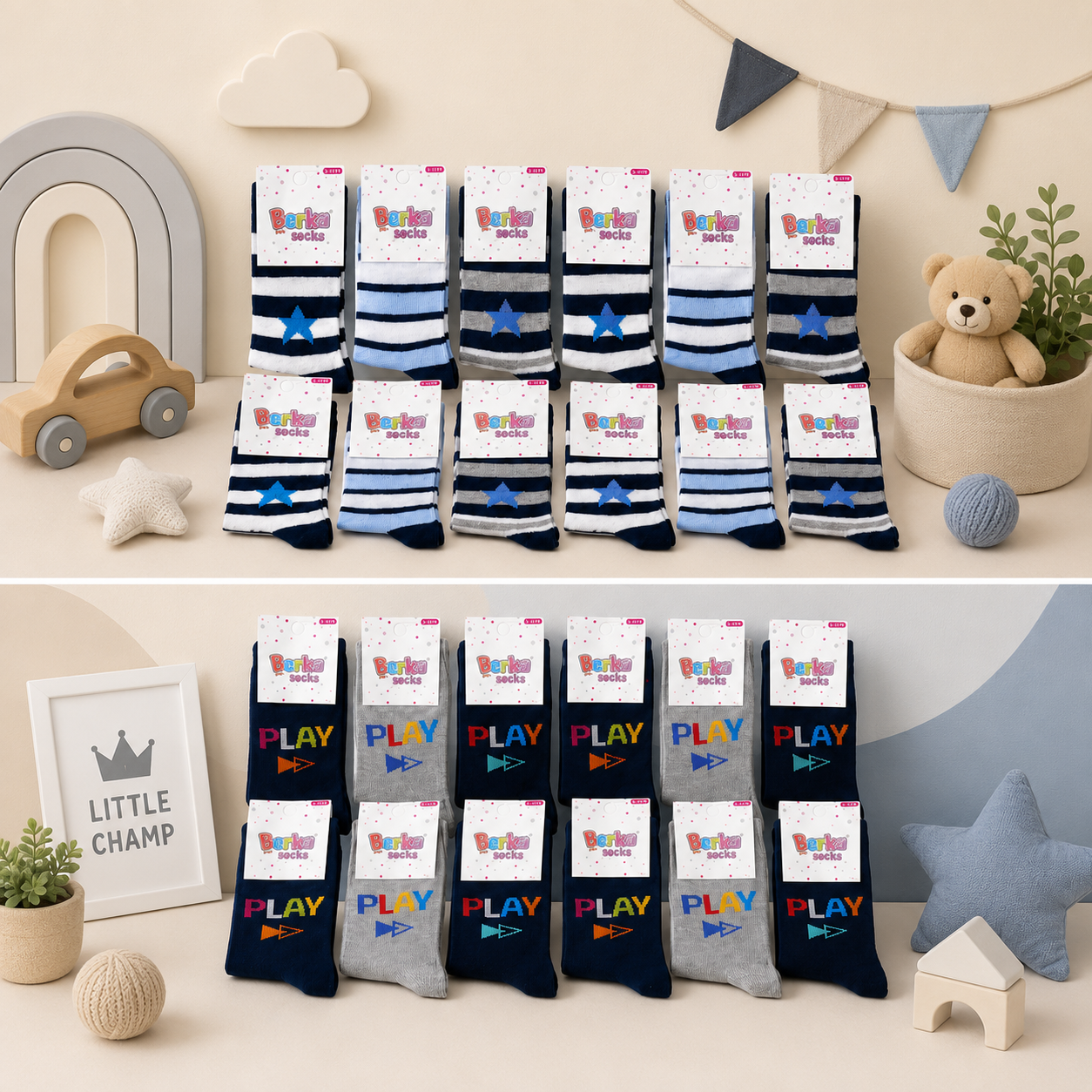 TOPTAN ERKEK ÇOCUK ÇORAP 12'Lİ PAKET